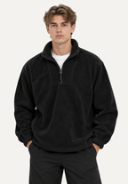 Fleece-Half-Zip-Pullover - Schwarz